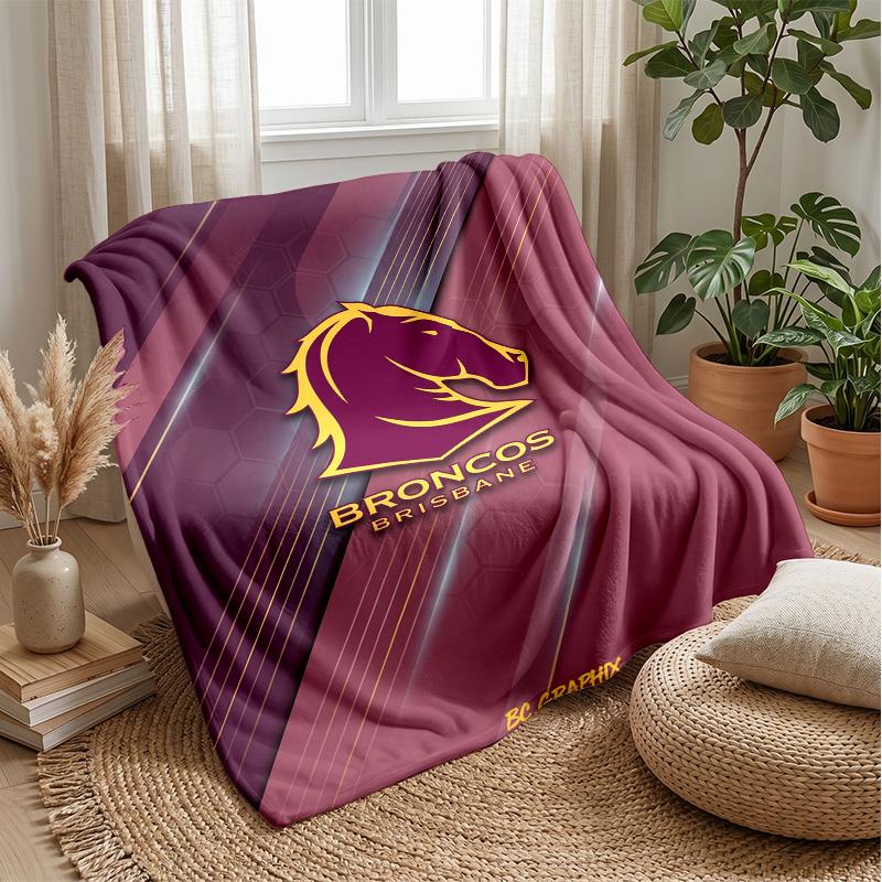 Brisbane Broncos Flannel Fleece Blanket Cozy Warm Throw Blanket For Couch Bed Travel All Season Use