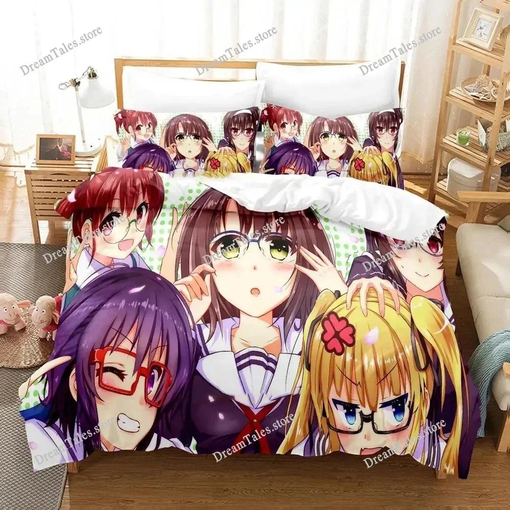 Saekano Как воспитать скучную девушку Комплект постельного белья Мультяшный Аниме Комплект для спальни Взрослых и Детей Пододеяльник Комплекты 3D Печать Кавайи Аниме