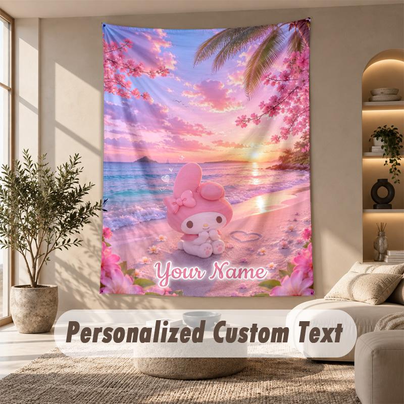 Tapestry Custom Name Text, Wall Hanging Tapestry Home Room DecorMy Melody
