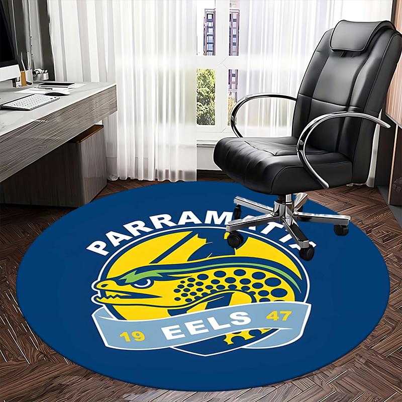 Parramatta Eels, Команда по регбилиг, Коврик для стула, Круглый ковер, Ковер для офиса, Машинная стирка, Нескользящий, Подходит для гостиных, спален
