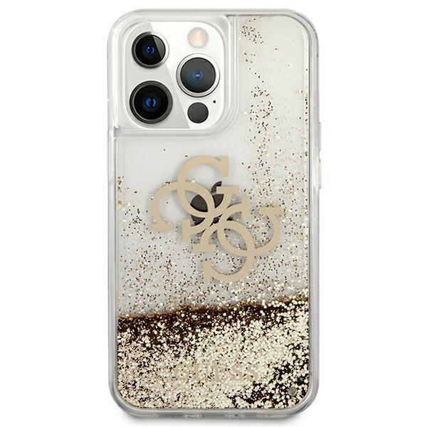 Чехол для iPhone 13 Pro Max Guess Liquid Glitter Золотой