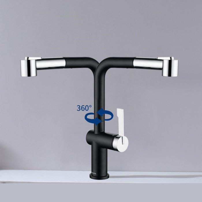 Evier cuisine à encastrer 1 bac 50×44CM inox Noir anthracite,mitigeur de cuisine extractible avec 2 Fonctions douchette