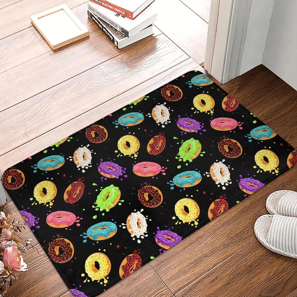 Chocolate Doughnut Pattern Rug Donuts Living Room Rugs Whimsical Dessert Decor Carpet Room Decor Area Rug Indoor Floor Mat