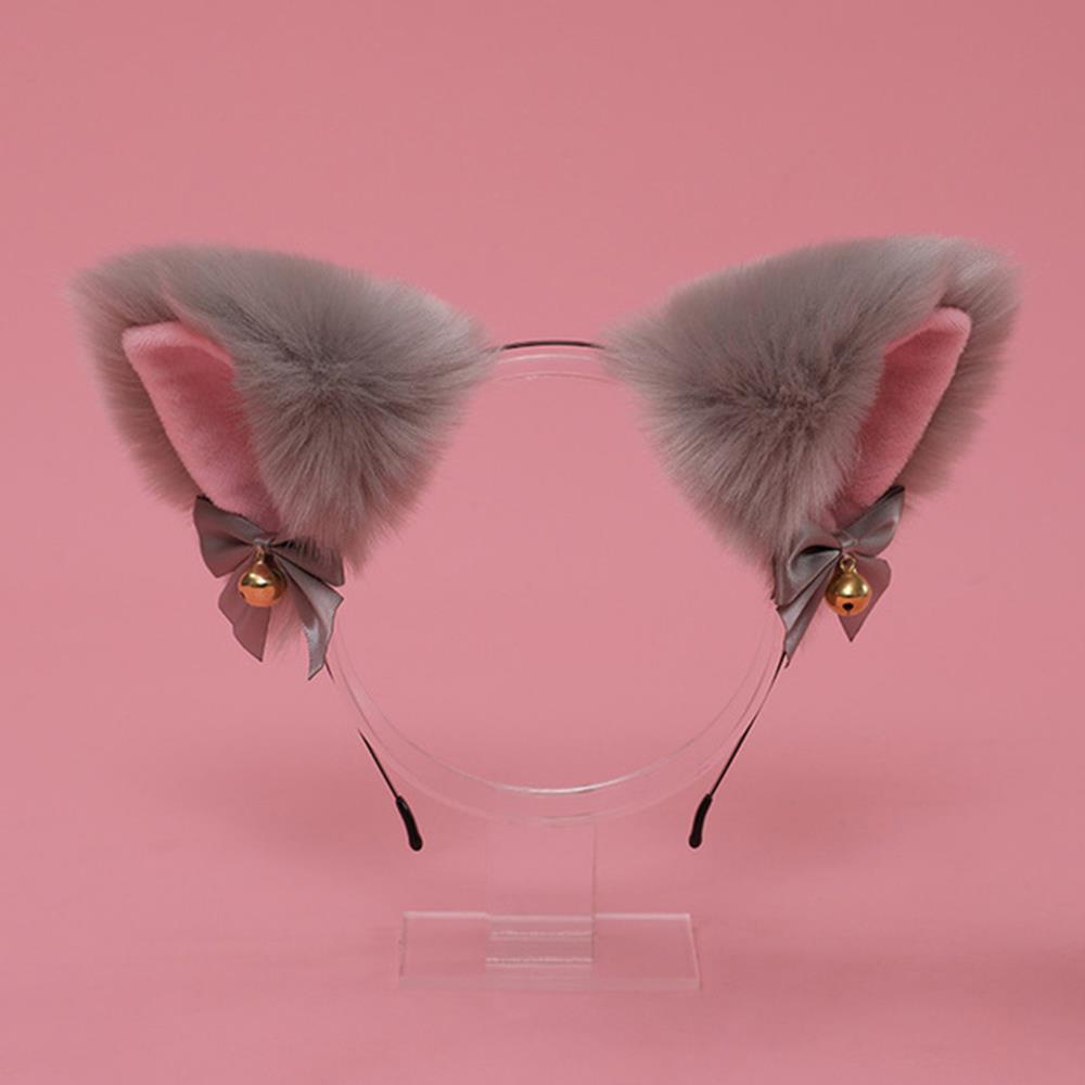 HOT Plush Lace Cat Ears Bell Headbands For Women Sexy Cat Ears Headband Cat Fur Ear Hairband Anime Cosplay Cat Fur Ear Hairband