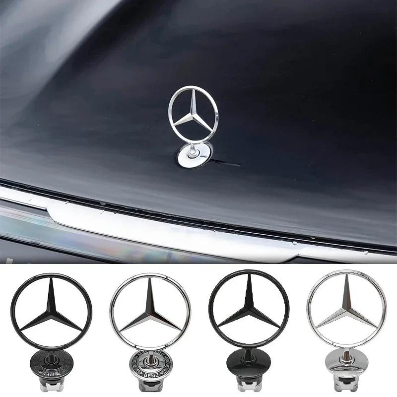 D81pcs 44mm 3D Metal Blue Chrome Star Emblem For Mercedes Benz AMG W202 W203 W204 W208 W210 W220 W221 Bonnet Hood Logo Badge Auto