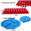 Silicone Waffle & Cookie Mold - 4 Rectangle, 5 Heart Cavities