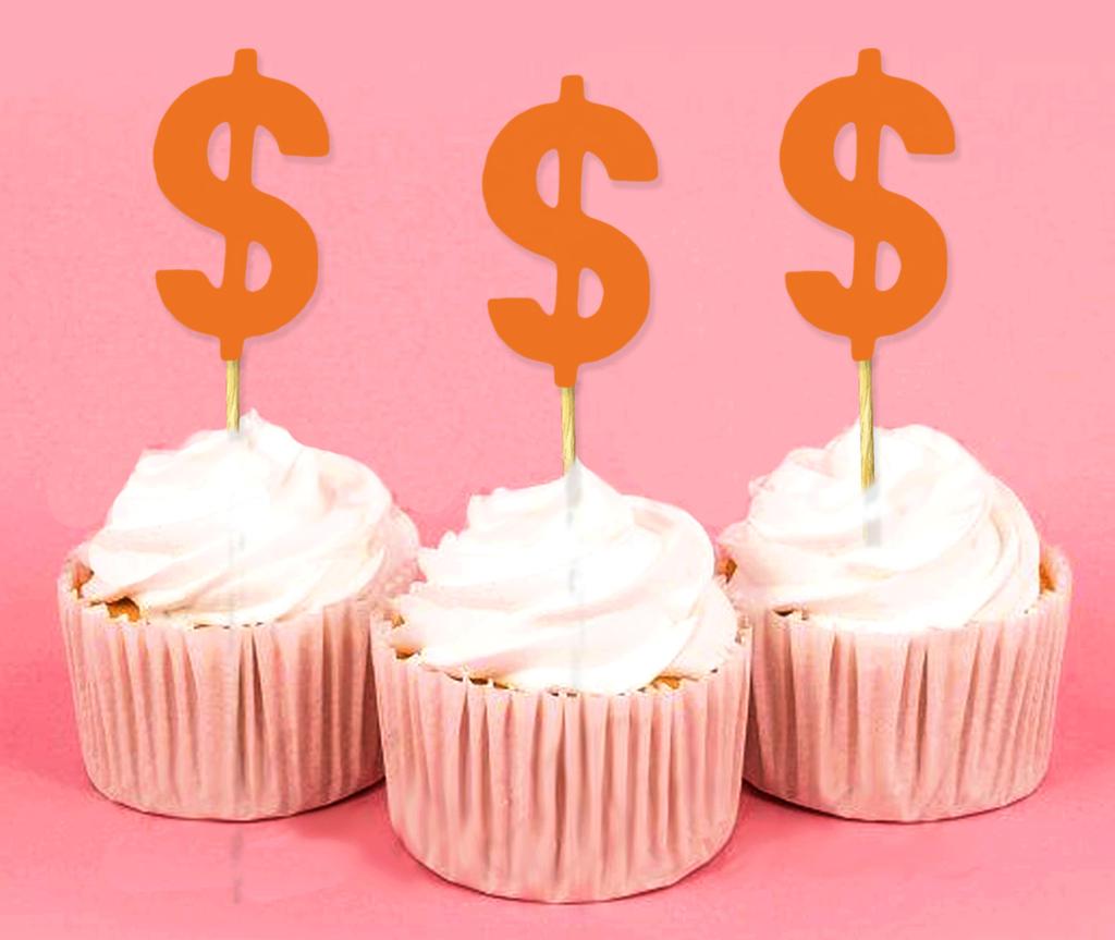 Darling Souvenir Знак доллара Cupcake Toppers День рождения Свадьба Десертные украшения - Pack Of
