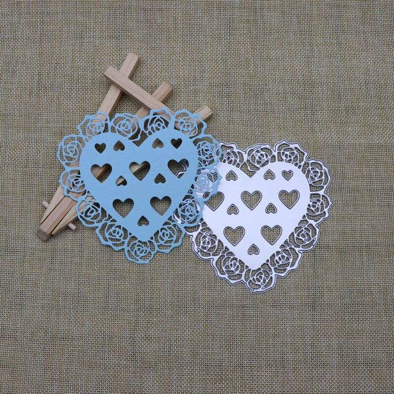 Сердце Роза Граница Свадебные Металлические Вырубные Штампы Трафареты Для Сделай Сам Скрапбукинг Декор Тиснение Ручная работа