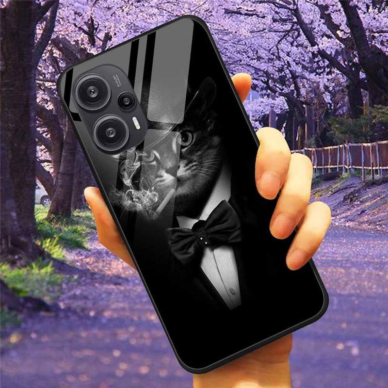 Для Xiaomi Poco F5 5G / F5Pro Чехол Закаленное Стекло Озеро Луна Жесткая Защитная Крышка для POCO F5 Pro Capas Funda на PocoF5 Роскошный Coque