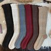 1 Pair Stockings Vintage Knitting Cotton Long Socks Winter Hollow Warm Thigh High Stocking Harajuku Knee Socks Autumn Woman
