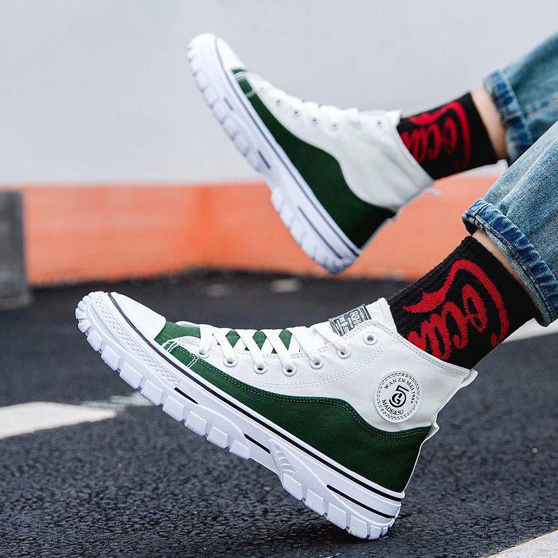 Дышащие высокие мужские парусиновые туфли, модные повседневные туфли для доски, студенческие кроссовки, кроссовки в стиле хип-хоп для подростков