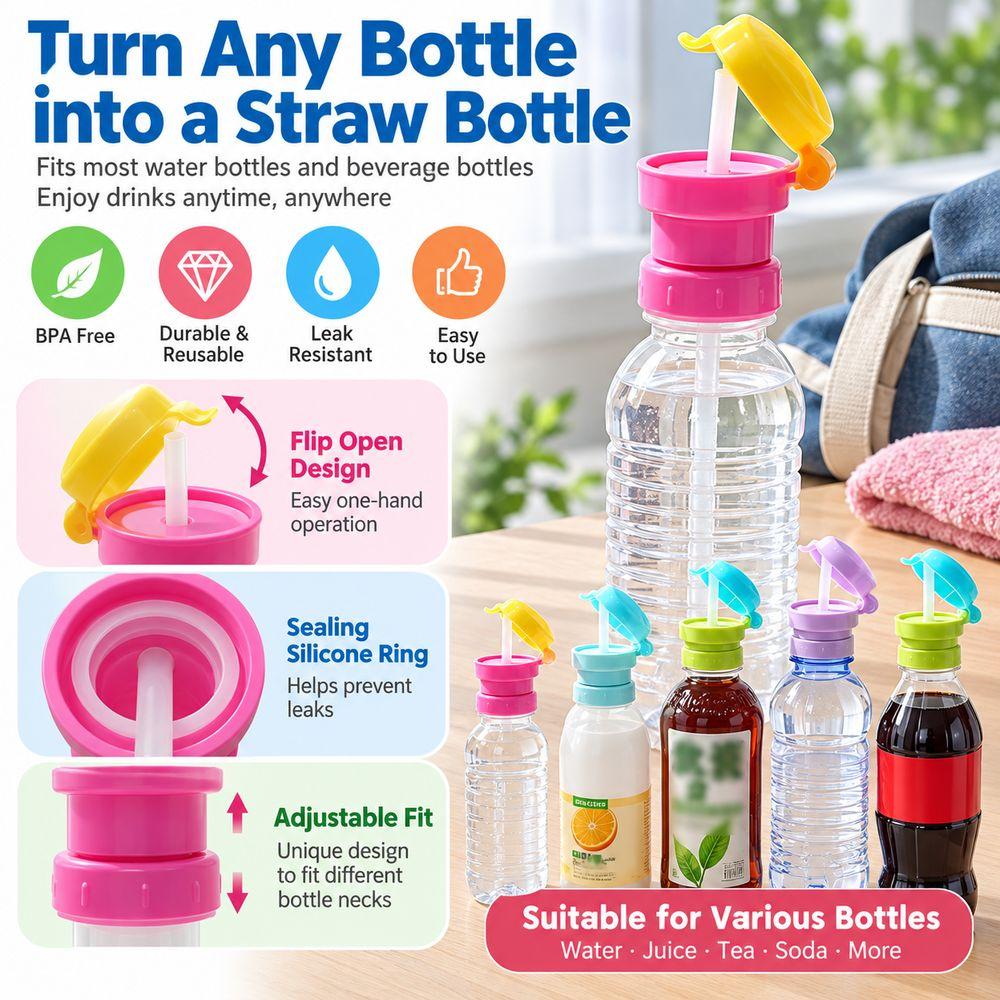 Wide Opening Straw Bottle Cap Flip Top Lid Beverage Bottle Cap Daily Drinking Use
