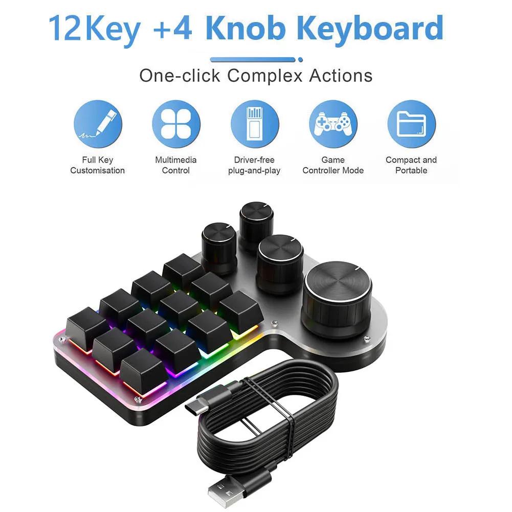 Bluetooth/Проводное программирование Макро Пользовательская 3/4 ручка RGB 12 клавиш Копировать Вставить Photoshop Игровая клавиатура Горячая замена для ПК Macbook