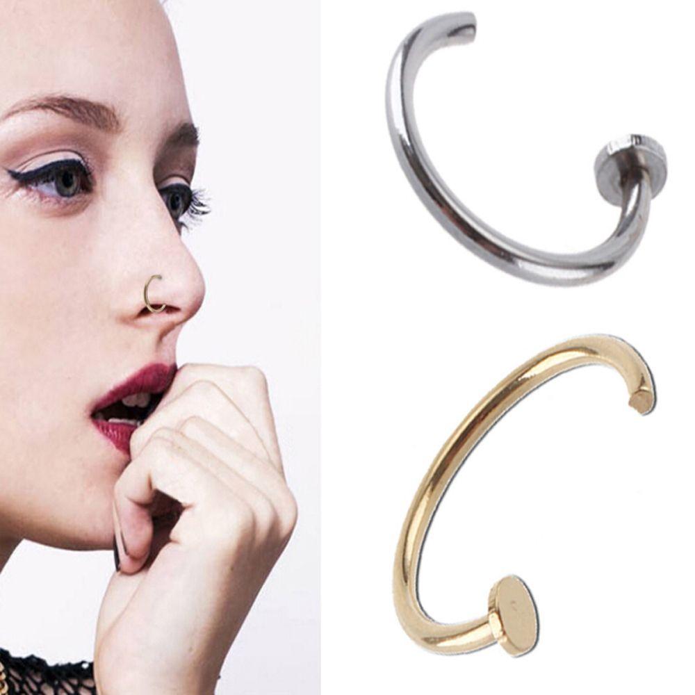 3/5/10PCS 8mm Fake Hoop Clip On Nose Ring Body Jewelry Non Piercing Nostril Hoop