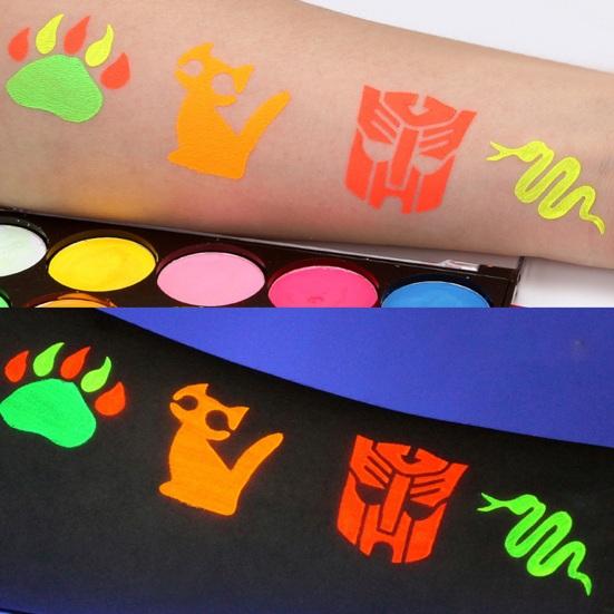 Water Based Face Body Painting Kit 15 Color Eyeshadow Palette Glow In The Dark Quick Dry High Pigmented Body Face Makeup Pallet