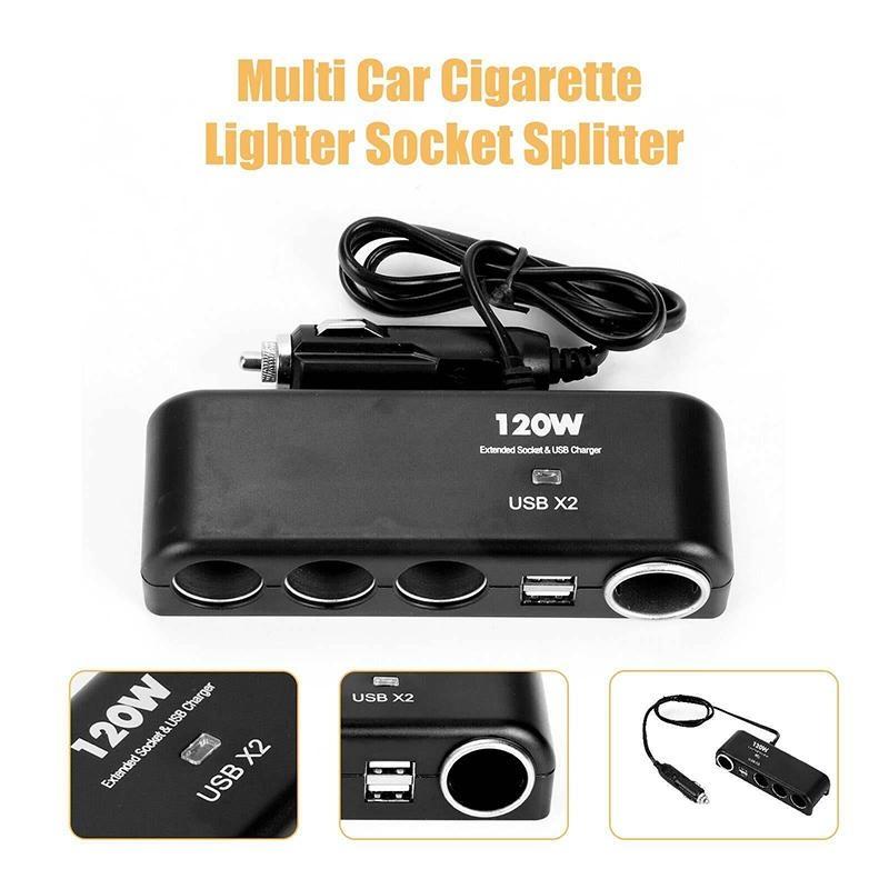 4 Way 12V 24V Multi Socket Автомобильный разветвитель прикуривателя USB-адаптер зарядного устройства
