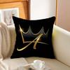 Черная наволочка с принтом золотой короны и букв, мультяшный подарок, наволочка для подушки, декор для спальни, дома, дивана, кресла, сиденья