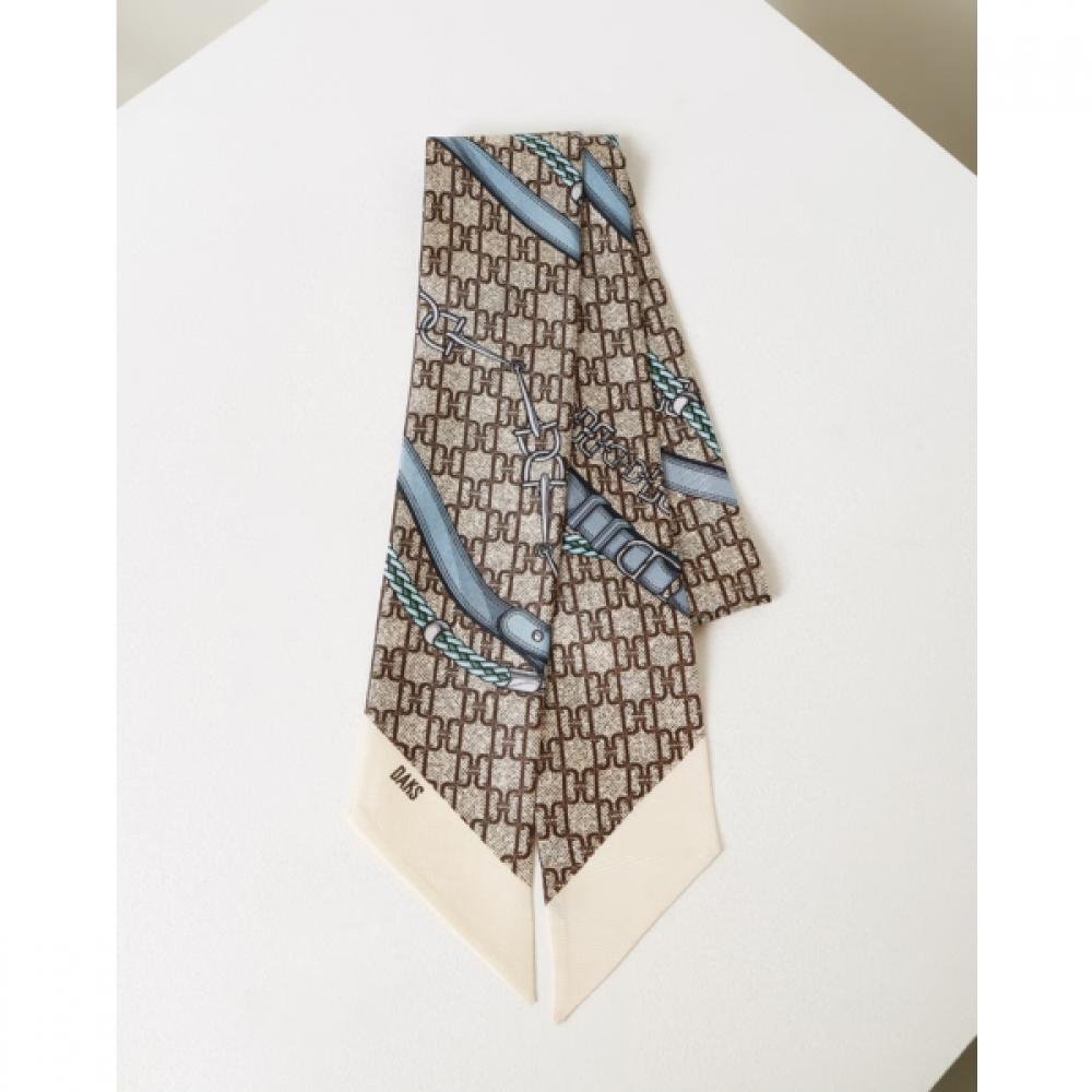 Daks Brown Dd Pattern Twilly Silk Scarf Dcsc6e381w2
