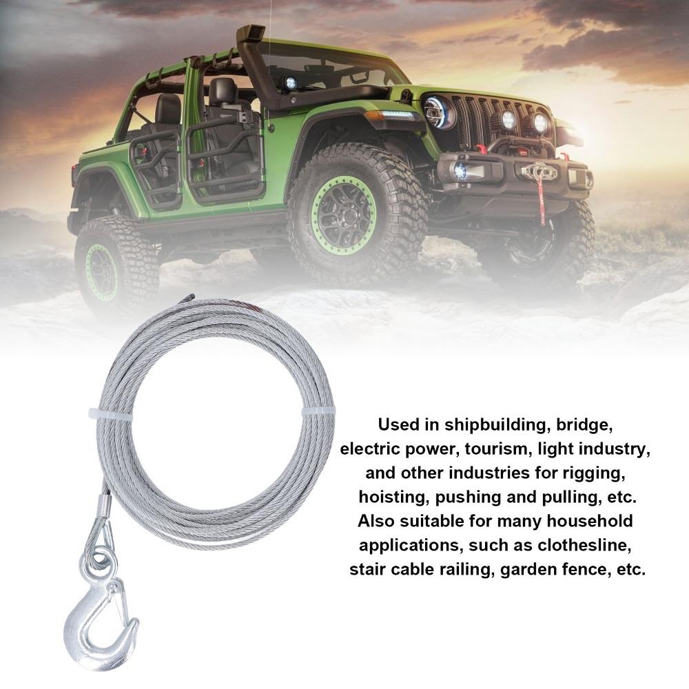 2600LBS Breaking Strength Winch Cable With Hook Steel Winch Cable Winch Wire Rope For Hoisting