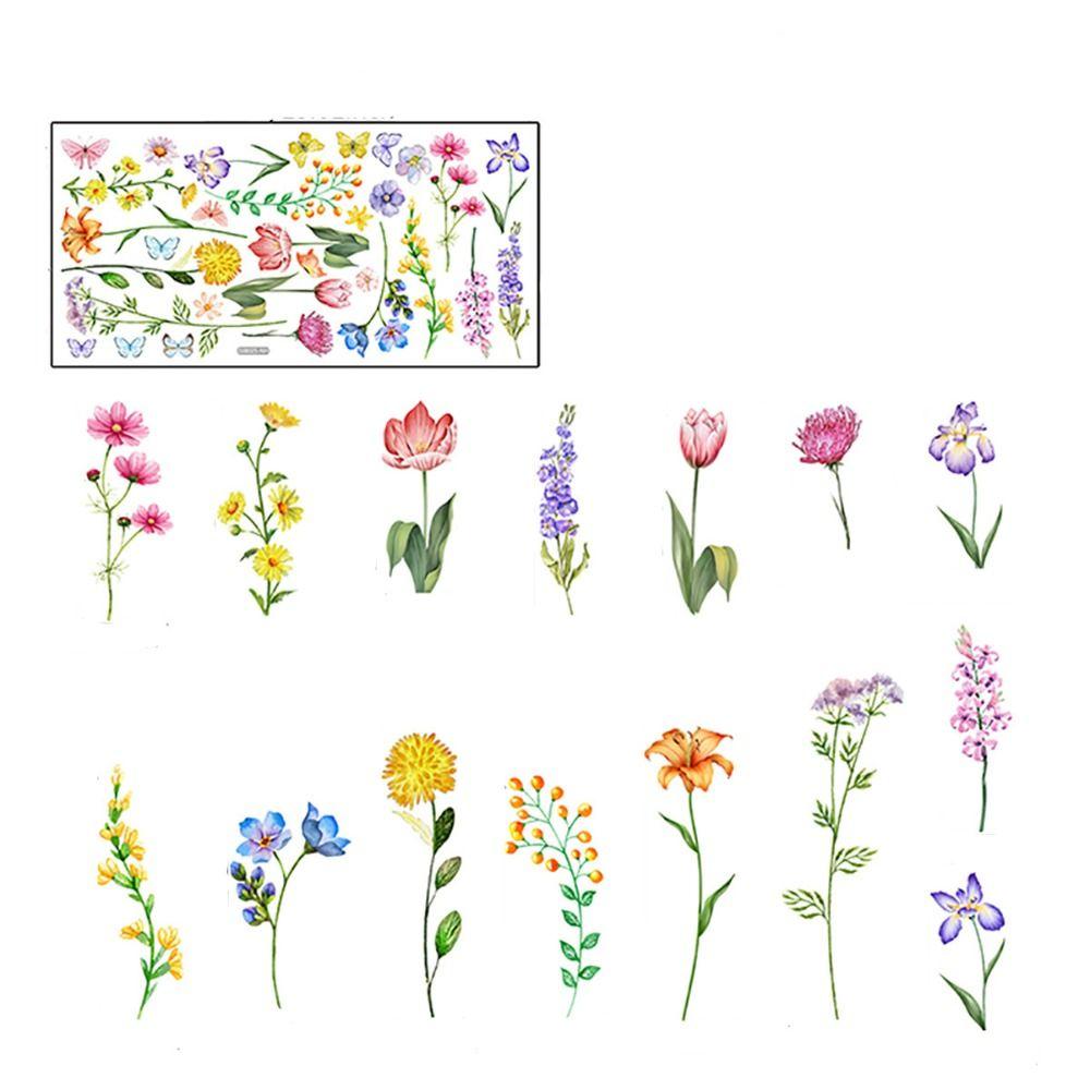 Self-adhesive Flowers Butterfly Wall Stickers Beautiful Background Decor Decals  Living Room