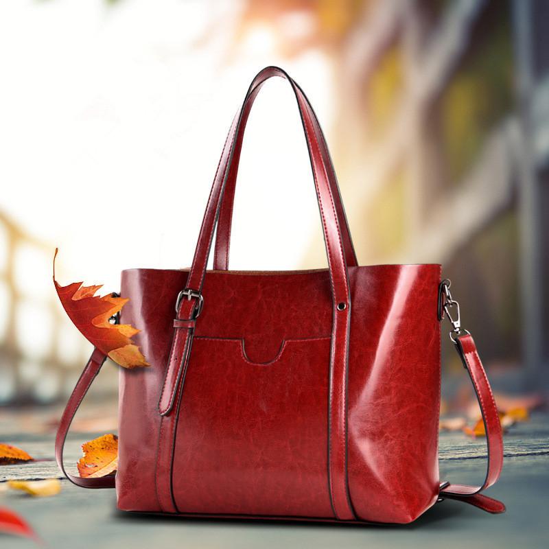 Женская сумка через плечо Oblique Span из натуральной кожи, большая вместимость, винтажная сумка-тоут, женская сумка, большая сумка