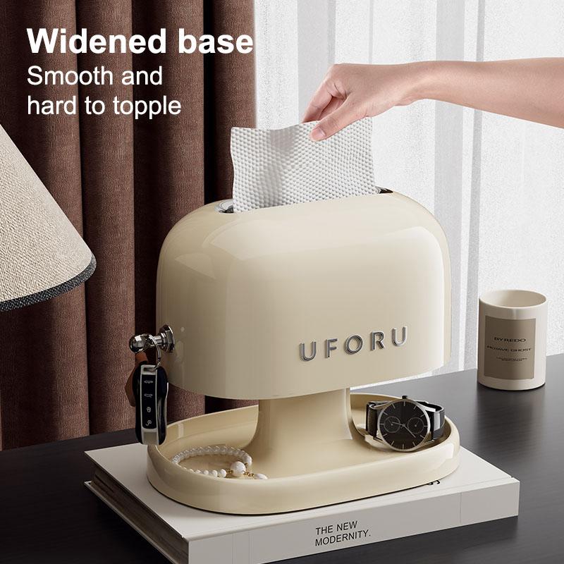 Cream Vintage Tissue Box Spring Supported Double Tissue Organiser Space Saving Tissue Box with Hooks Office Supplies