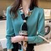 Chiffon Shirt for Women In Spring and Autumn Fashionable Streamers Design Niche Satin Shirt Temperament Long-sleeved Top