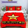 3pcs Rockstar Energy pattern bedding set duvet cover set includes duvet cover &pillowcases,perfect all season bedroom decoration&gift