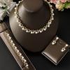 4PC Women's Fashion Imitation Zircon Necklace Earrings Bracelet Zircon Set Suitable for Wedding, Party, Festival Gifts-9248