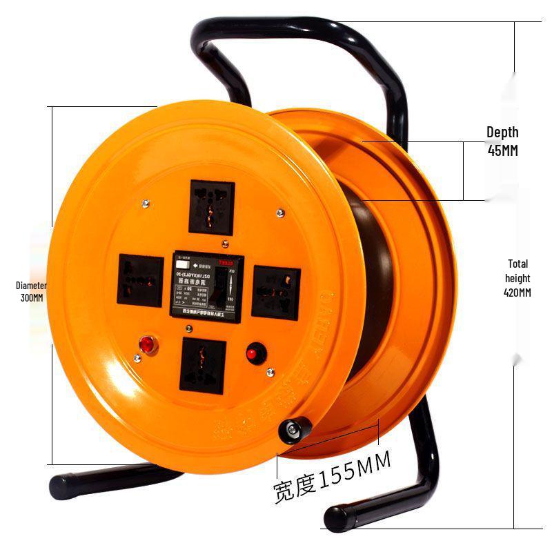 220V Wild Leopard Mobile Cable Reel: Empty Tray for 2/3 Core, 1.5/2.5mm, 30/50/100m