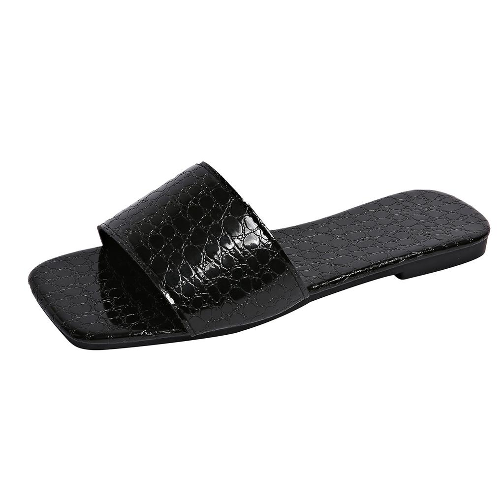 Летние женские туфли большого размера на плоской подошве с принтом змеи One Word Beach Sandals Slippers