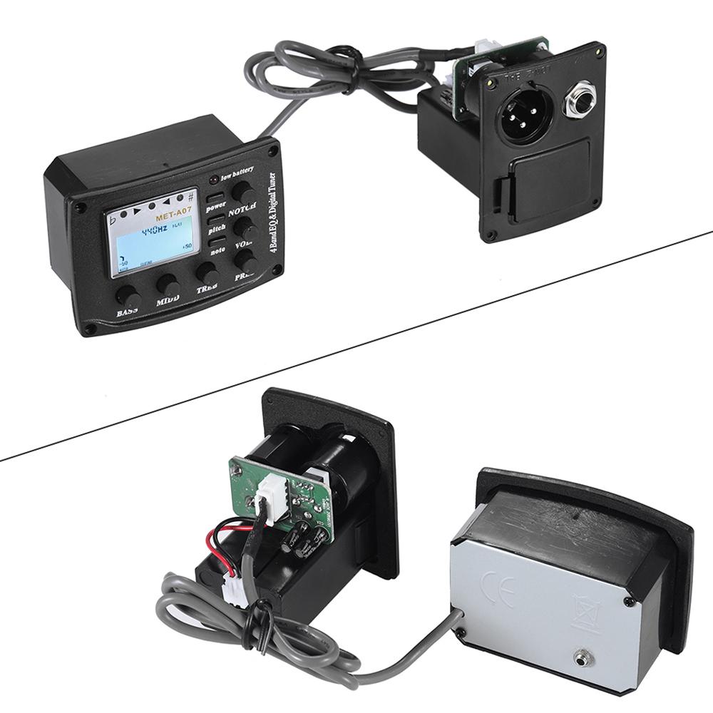 Acoustic Guitar 4-Band EQ Equalizer Tone and Volume Amplifier Preamp Piezo Pickup 6.35mm XLR with Pitch Note Notch Function