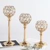 Metal Crystal Candlestick Romantic Craft Candelabra Golden Crystal Bowl Candle Holders  Party