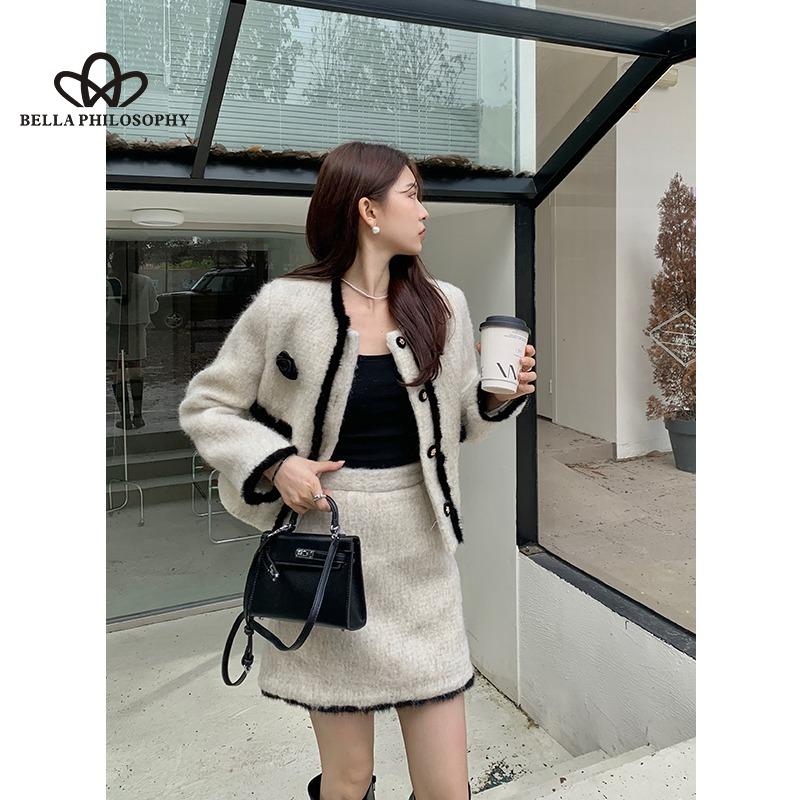 Новое поступление зимы, костюм с юбкой из норки, однотонный однотонный повседневный костюм в Корейском стиле, элегантный костюм с юбкой