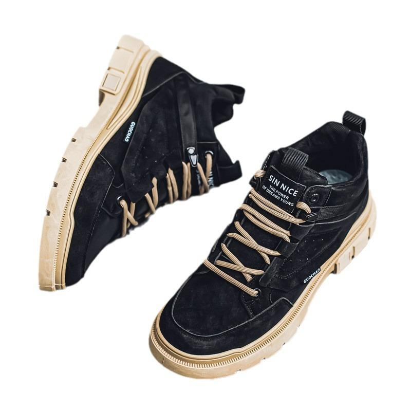 Men's Shoes Martin Boots Autumn New Outdoor Leisure Medium and High-top Trendy Shoes Men's Platform Retro Trendy Shoes