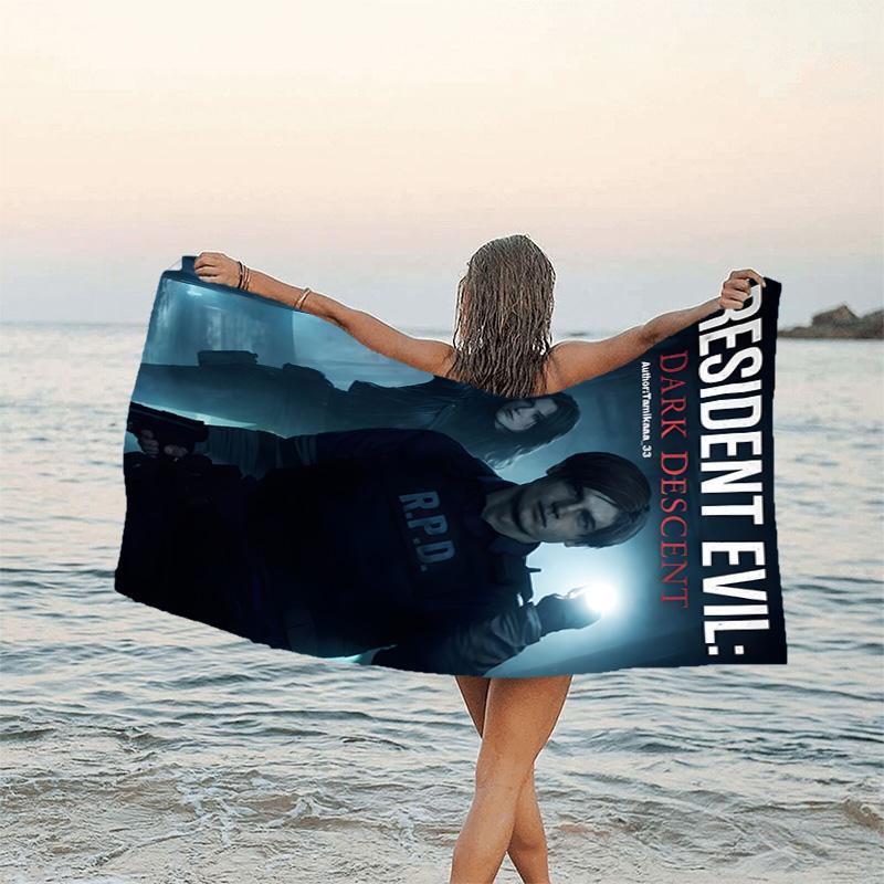 1pc Resident Evil Beach Towel, Beach and Seaside Swimming Pool Equipment, Fashion Pattern, Rectangular, Travel Essentials
