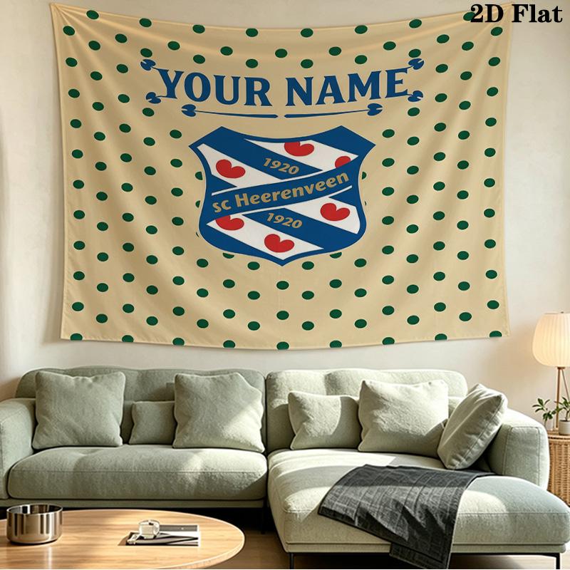 Custom Name SC Heerenveen Printed Tapestry – Wall Hanging for Bedrooms, Dorms, and Home Decor