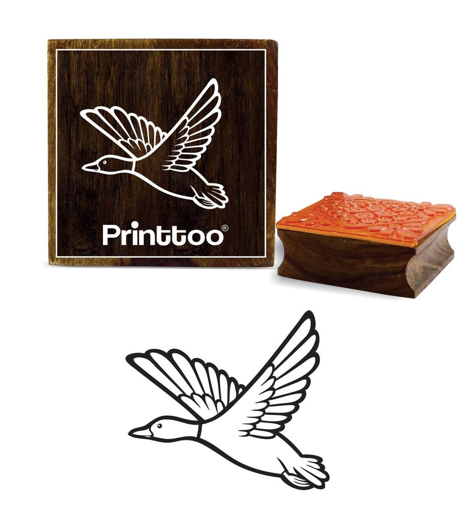 Printtoo Flying Duck Pattern Craft Textile Square Wooden Rubber Stamp Scrap-booking-2 x 2