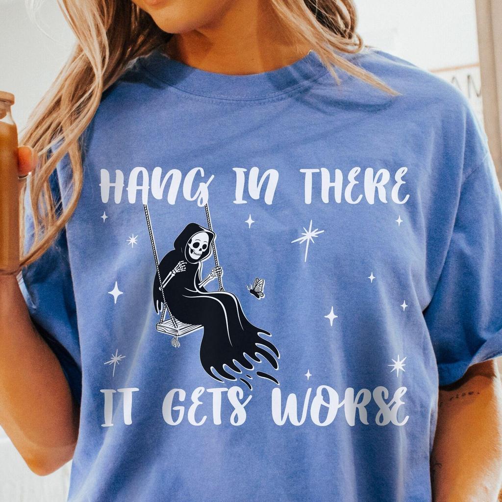 Comfort Colors Hang In There Shirt and kids tshirt: Funny Grim Reaper Tee