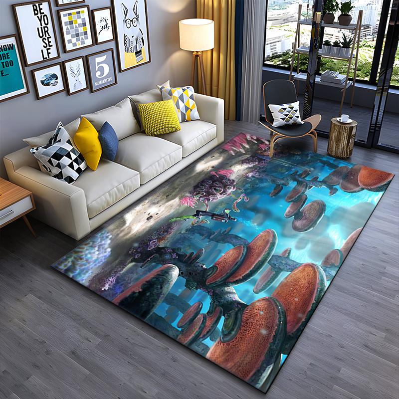 Underwater Diver Exploring Coral Forest Rug Non-slip rug suitable for living room and bedroom sofas
