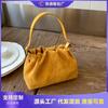 New Lazy Candy Color Cloud Bag Portable Shoulder Bag Suede Pleated Small Bag Messenger Bag