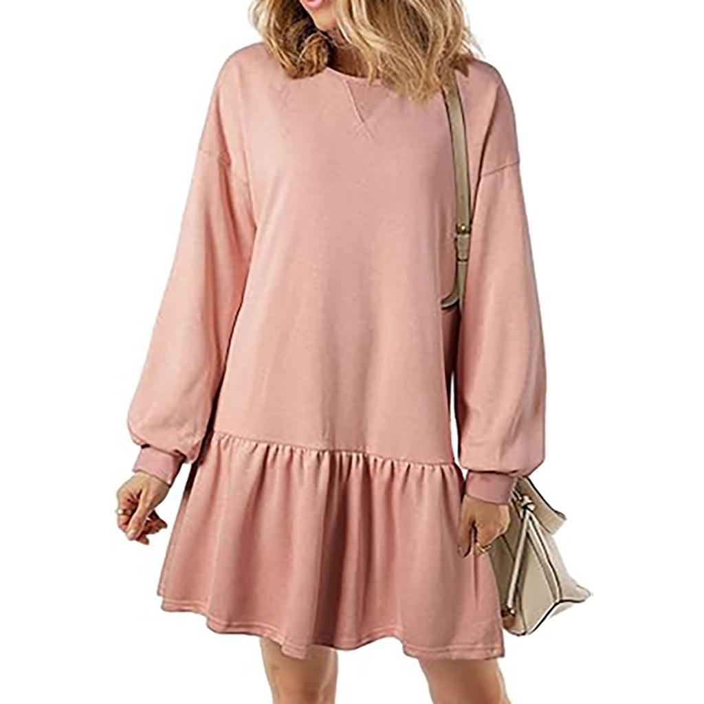 Женский свитер с длинным рукавом, топ, трикотажная резинка, лоскутное платье-свитшот, повседневные платья