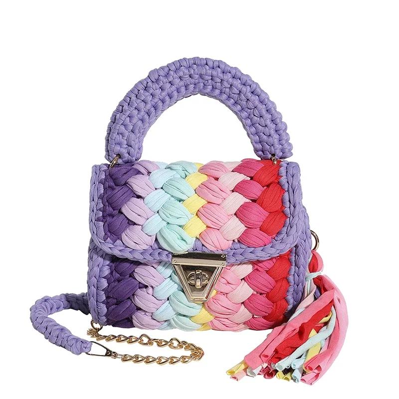 Women Handbag Woven Bags Knitted Shoulder Bag Chunky Knit Bags Crochet Top Handle Bag Lady Shopper Gifts