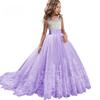 2024 Embroidered Princess Wedding Dress for Girls with Bow Tail