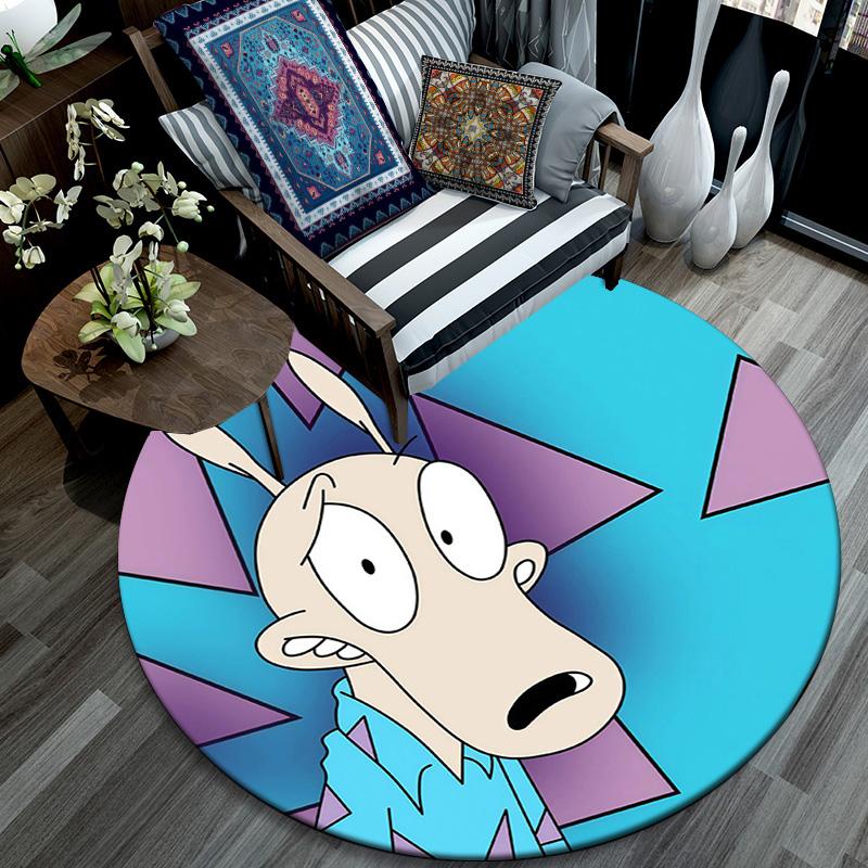 Rocko Round Area Rug,Carpet Rug for Living Room Bedroom Sofa Playroom Decor,Non-slip Floor Mat