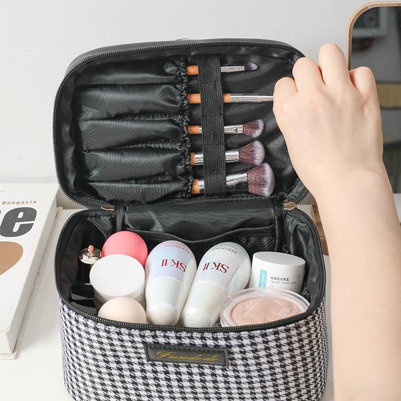 Дорожная водонепроницаемая женская сумочка для макияжа, ретро модная косметичка для хранения, простая косметичка на молнии, аксессуары