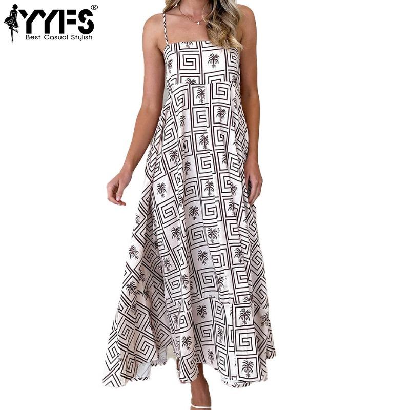 YYFS Женская мода лето весна без рукавов подтяжки свободная талия повседневные платья