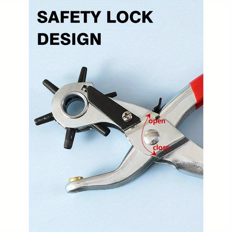 1Pc Multifunction Belt Punch Tool, Hole Punch Tool 8.5" Heavy Duty 6 Size Revolving Leather Belt Hand Hole Puncher