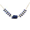 [R1382] - Golden Blue 'Boho' Artisanal Necklace (ear of Wheat) - 60x7 Mm