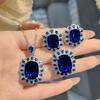 Имитация Королевский Синий Подвеска-Сокровище Ожерелье Цвет Голубиной Крови Красный Комплект Серег Изумрудные Женские Серьги-Гвоздики Циркониевое Кольцо